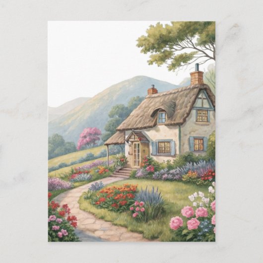 Huis met tuin feestdagenkaart (Voorkant)