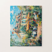 Huis met tuintafels en mensen legpuzzel (Verticaal)