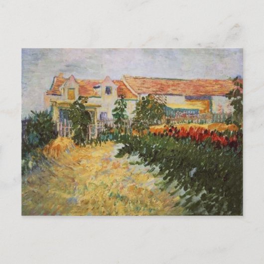 Huis met zonnebloemen, Van Gogh Fine Art Briefkaart (Voorkant)