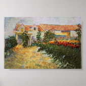 Huis met zonnebloemen Van Gogh Fine Art Poster (Voorkant)