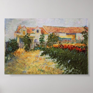 Huis met zonnebloemen Van Gogh Fine Art Poster