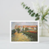 Huis met zonnebloemen, Vincent van Gogh Briefkaart (Staand voorkant)