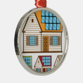 Huis met zonnepanelen metalen ornament (Rechts)
