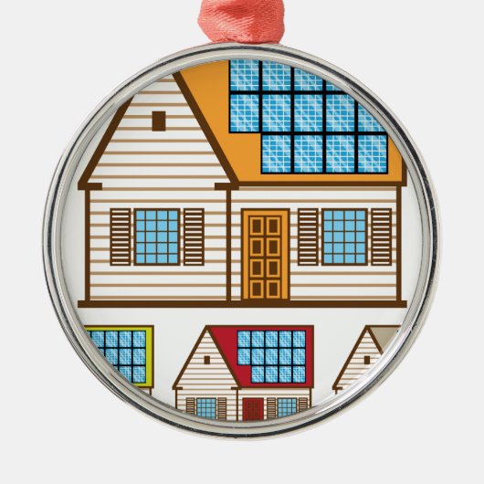Huis met zonnepanelen metalen ornament (Voorkant)