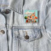 Huis, modern thuis vierkante button 5,1 cm (In situ)