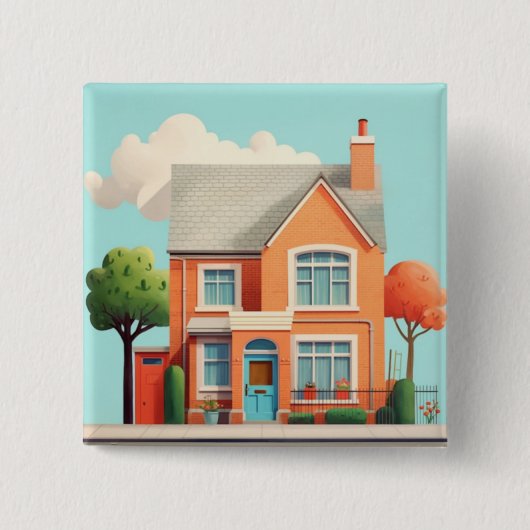 Huis, modern thuis vierkante button 5,1 cm (Voorkant)