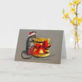 Huis Muis Kerstmis Kaart (Gele Bloem)