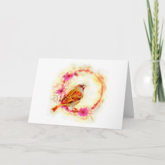 Huis mus & bloem wraith waterverf schilderij feestdagen kaart (Voorkant)