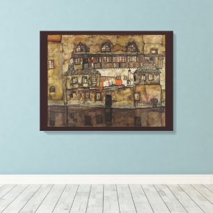 Huis Muur aan de Rivier door Egon Schiele Canvas Afdruk