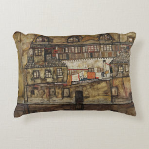 Huis Muur aan de Rivier door Egon Schiele Decoratief Kussen