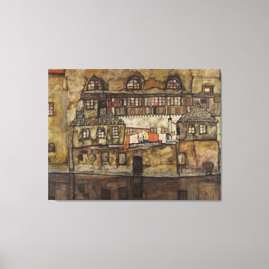 Huis Muur aan Rivier door Egon Schiele Canvas Afdruk (Voorkant)