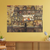 Huis Muur aan Rivier door Egon Schiele Canvas Afdruk (Insitu (Woonkamer))