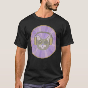 Huis Muziek Kat DJ Cat Hoofdtelefoon Retro T-shirt