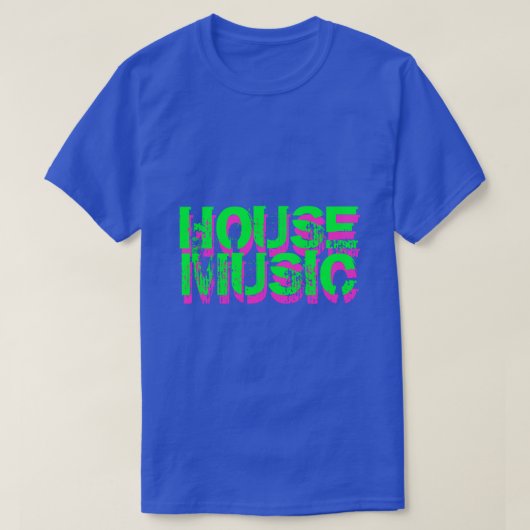 Huis muziek t shirt in neonkleuren (Design voorkant)