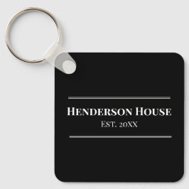 Huis Naam Jaar Oprichting Familiehuis Merch Zwart Sleutelhanger