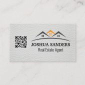 Huis onroerend goed daken | wit leer | QR-code Visitekaartje (Voorkant)
