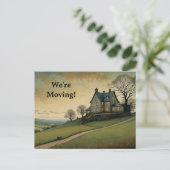 HUIS OP EEN HEUVEL ADRESWIJZIGING POSTKAART (Staand voorkant)