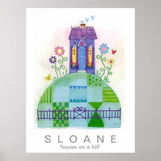 huis op een heuvel poster (Voorkant)