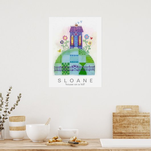 huis op een heuvel poster (Keuken)