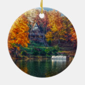 Huis op het meer keramisch ornament (Achterkant)