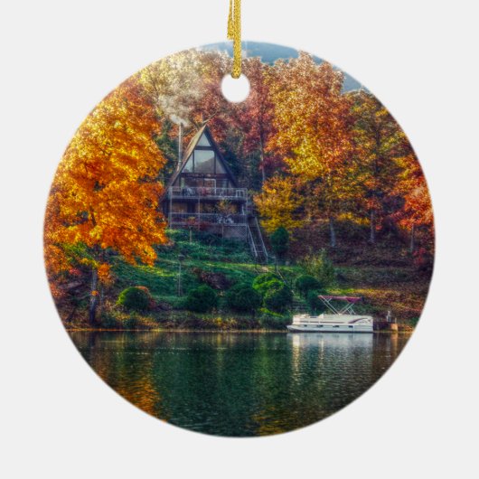 Huis op het meer keramisch ornament (Achterkant)