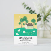 Huis op het platteland Bomen Schapen We zijn verhu Aankondigingskaart (Staand voorkant)