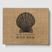 Huis op het strand met jute afwerking gastenboek (Voorkant)