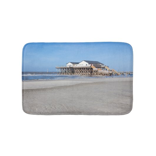 Huis op stelten op het strand van St. Peter Ording Badmat (Voorkant)