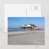 Huis op stelten op het strand van St. Peter Ording Briefkaart (Voorkant / Achterkant)