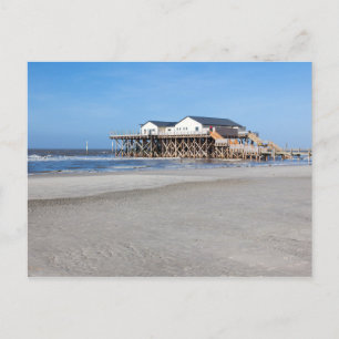 Huis op stelten op het strand van St. Peter Ording Briefkaart