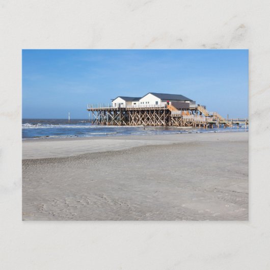 Huis op stelten op het strand van St. Peter Ording Briefkaart (Voorkant)