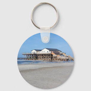 Huis op stelten op het strand van St. Peter Ording Sleutelhanger