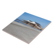 Huis op stelten op het strand van St. Peter Ording Tegeltje (Zijkant)