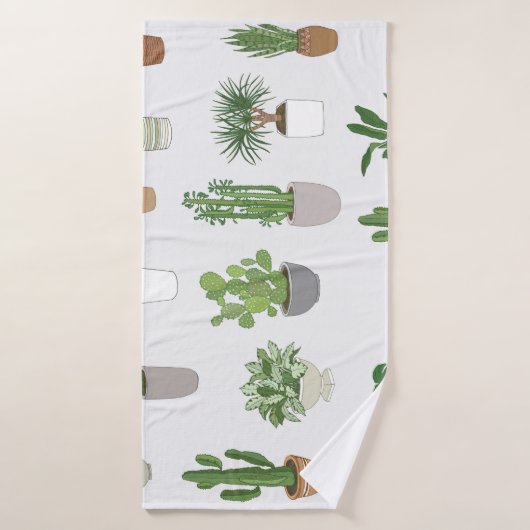 Huis planten, doodle patroon badhanddoek (Badhanddoek)