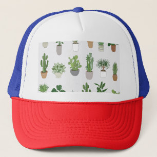 Huis planten,  doodle patroon trucker pet