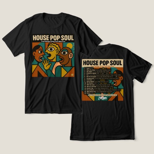 "HUIS, POP, SOUL" T-shirt Tri-Blend Shirt (Ontwerp Voorkant & Achterkant)