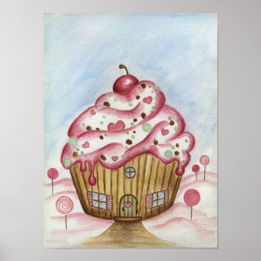 Huis poster voor cupcakes (Voorkant)