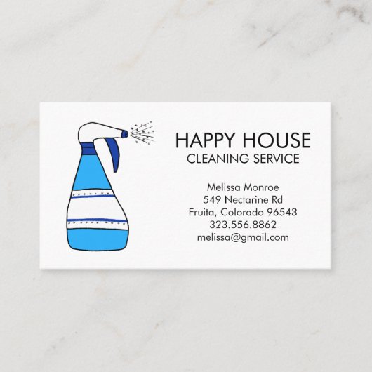 Huis reinigen Thuisdiensten Levert spuitfles Visitekaartje (Voorkant)