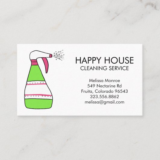 Huis reinigen Thuisdiensten Levert spuitfles Visitekaartje (Voorkant)