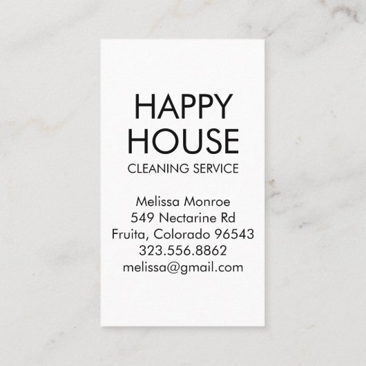 Huis reinigen Thuisdiensten Levert spuitfles Visitekaartje (Achterkant)