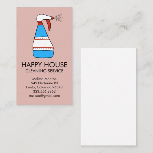 Huis reinigen Thuisdiensten Levert spuitfles Visitekaartje (Voorkant / Achterkant)