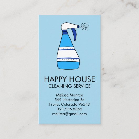 Huis reinigen Thuisdiensten Levert spuitfles Visitekaartje (Voorkant)