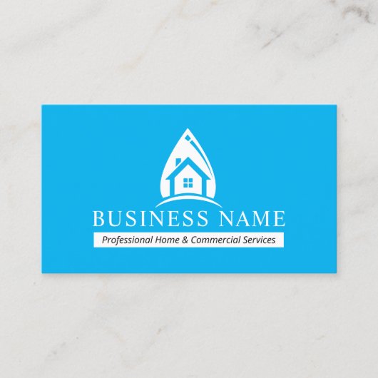 Huis Reiniging Eco Water Drop House Logo Blauw Visitekaartje (Voorkant)