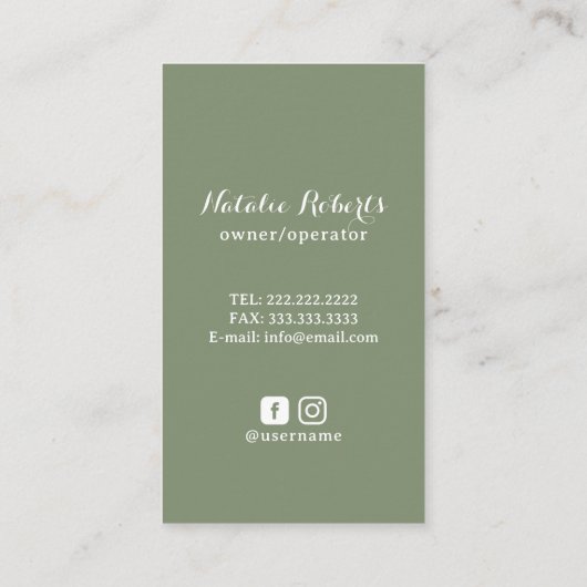 Huis Reiniging Retro Stofzuiger Sage Groen Visitekaartje (Achterkant)