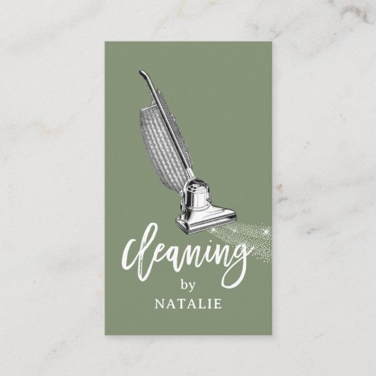 Huis Reiniging Retro Stofzuiger Sage Groen Visitekaartje (Voorkant)