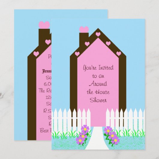Huis Rond het Huis Bruids Douche Uitnodiging (Voorkant / Achterkant)