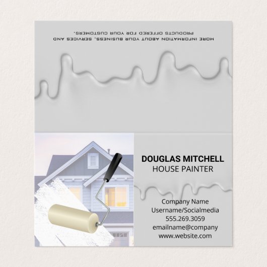 Huis Schilder | Druppelende Verf Visitekaartje (Buitenkant ongevouwen)