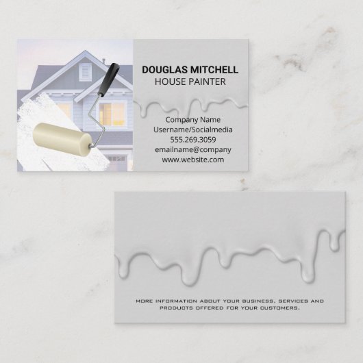 Huis Schilder | Druppelende Verf Visitekaartje (Voorkant / Achterkant)