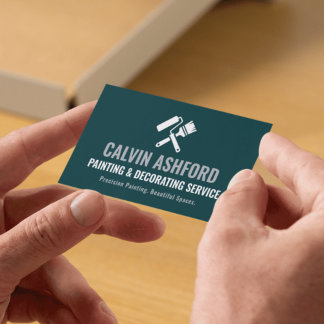 Huis Schilder en Decorateur Modern Teal & Zilver Visitekaartje