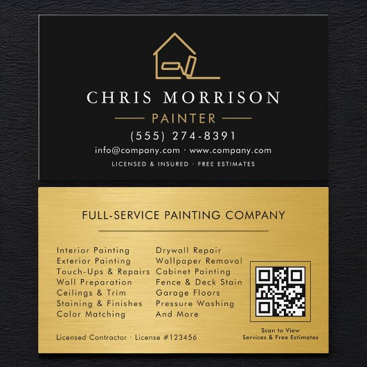 Huis Schilder Goud Roller QR Code Visitekaartje